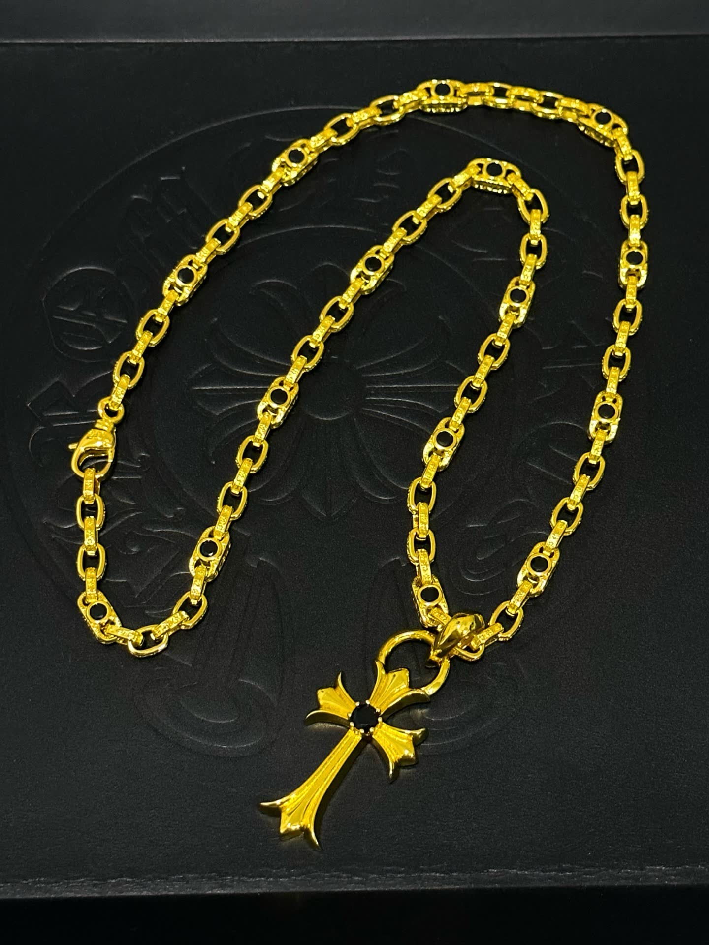 Chrome Hearts Gold Cross Pendant Necklace